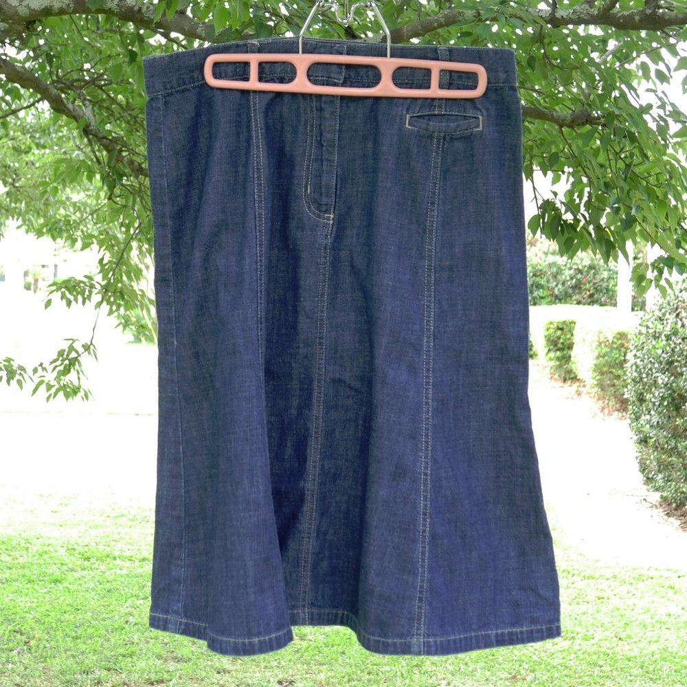 LL Bean Medium Blue Denim A-Line Skirt Size 10